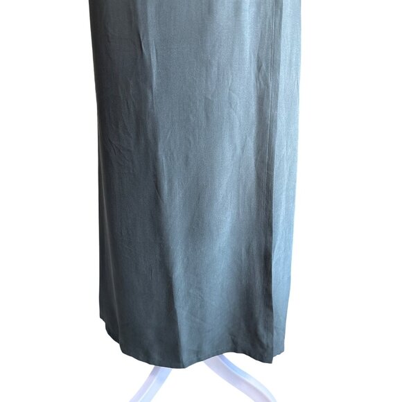 Eileen Fisher Vintage Skirt Size 1 Wrap Around Button Closure Loden Green Silk - Picture 3 of 9